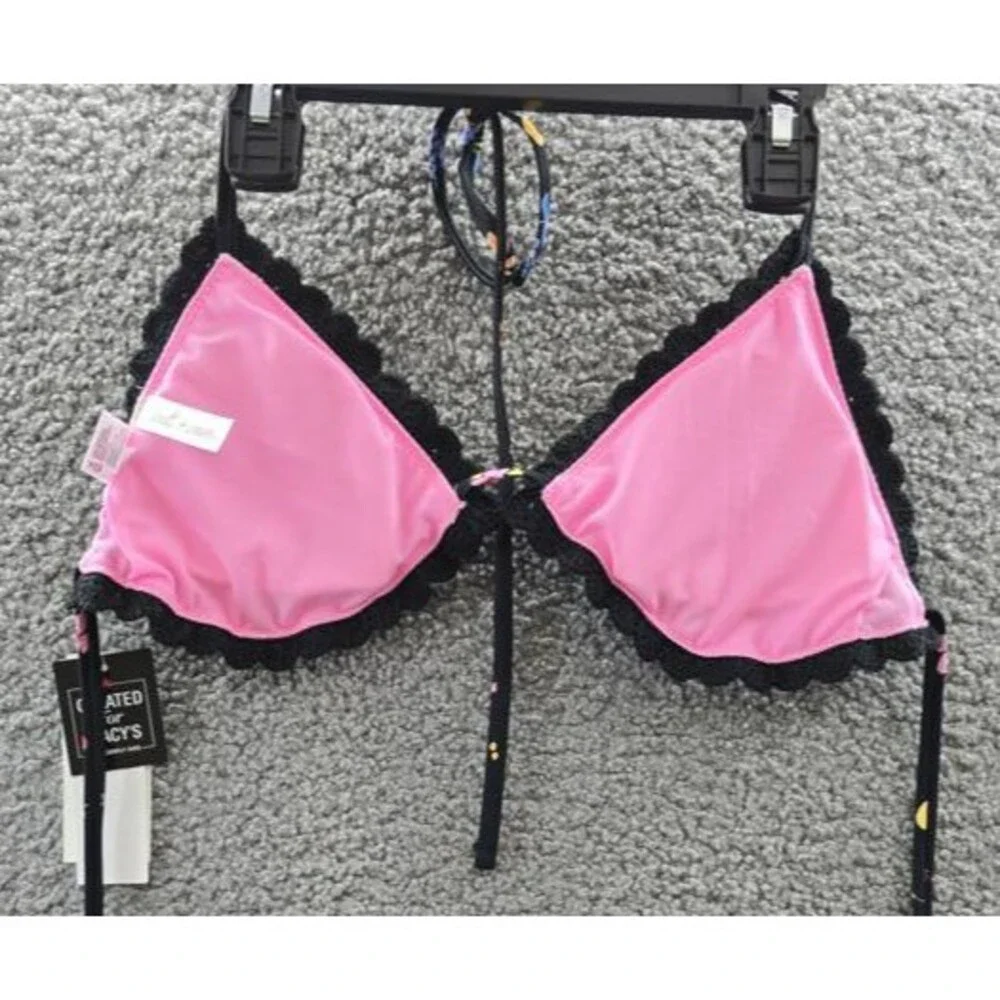 Salt + Cove Crochet Halter Triangle Bikini Juniors' L Black Back Tie Closure